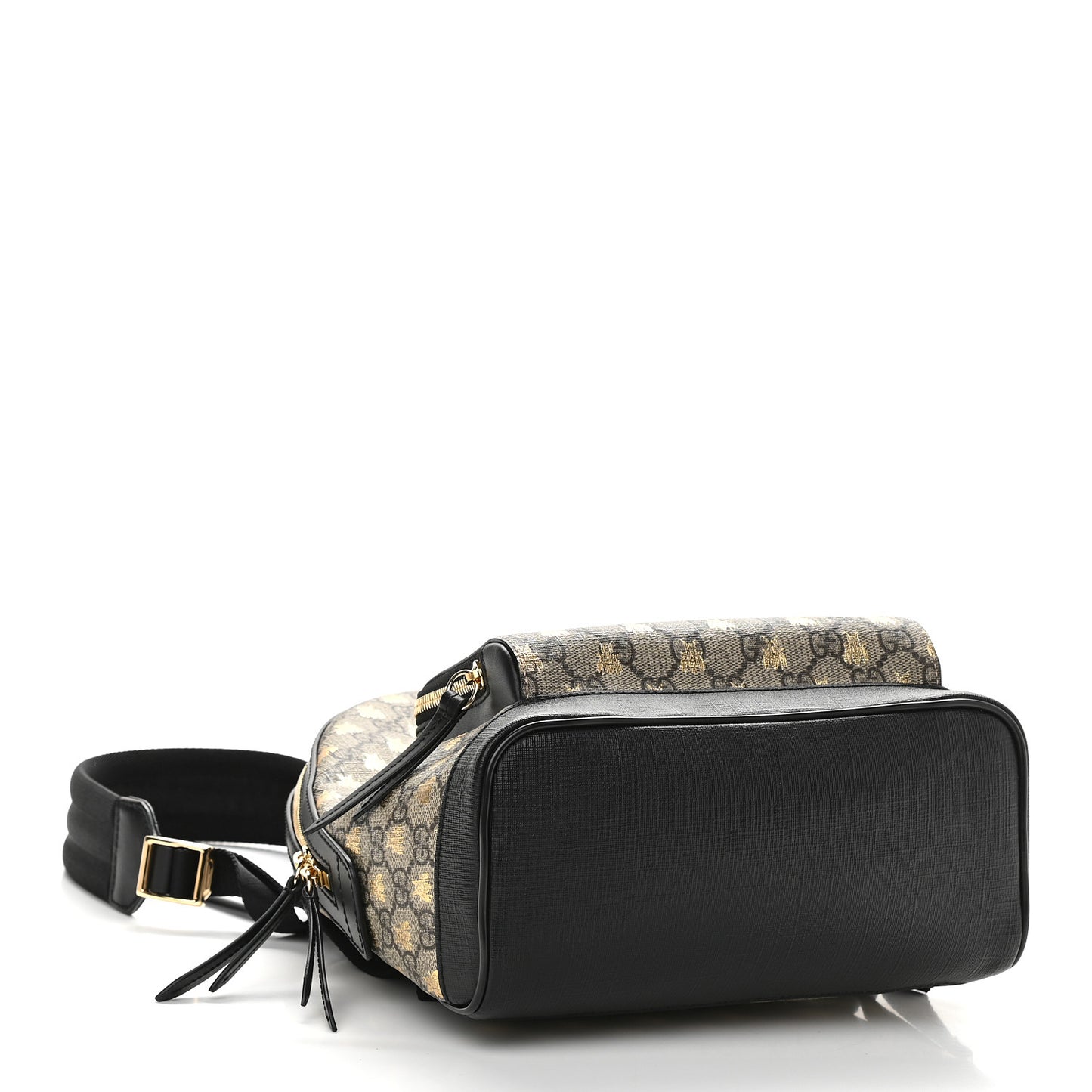 GG Supreme Monogram Bees Print Small Day Backpack Beige Oro Black