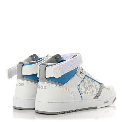 Christian Dior Smooth Calfskin Oblique Galaxy Perforated Mens B27 Mid Top Sneakers 42 Beige Blue 4 of 7