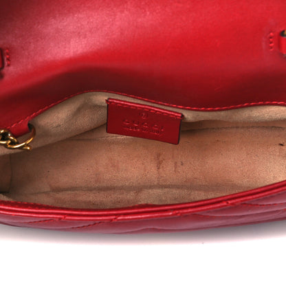 Gucci Calfskin Matelasse Super Mini GG Marmont Shoulder Bag Hibiscus Red 5 of 15