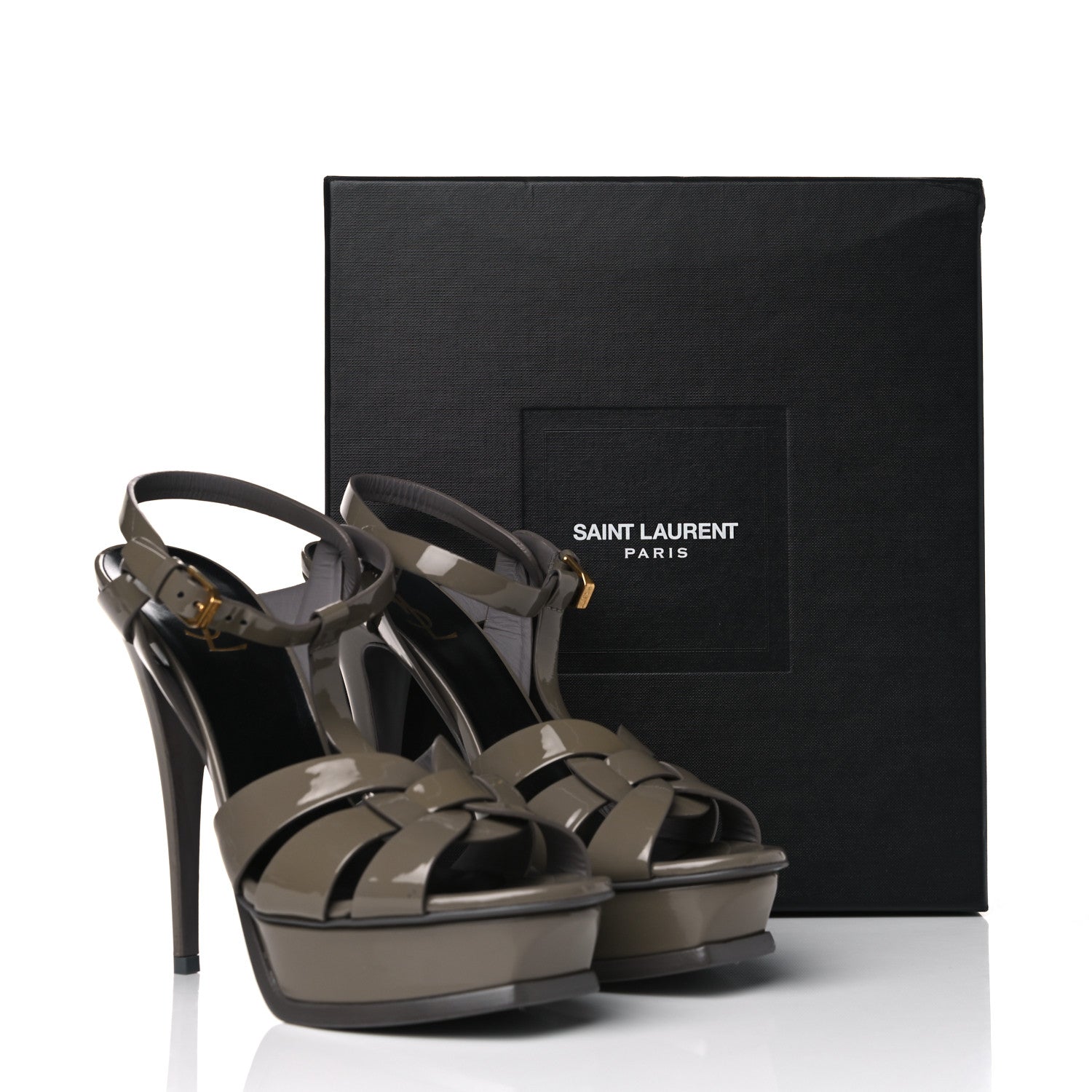 Saint Laurent Patent Tribute 105 Platform Sandals 40.5 Fog 15 of 15