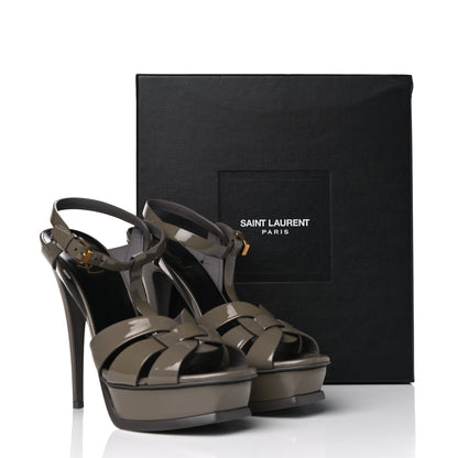 Saint Laurent Patent Tribute 105 Platform Sandals 40.5 Fog 15 of 15