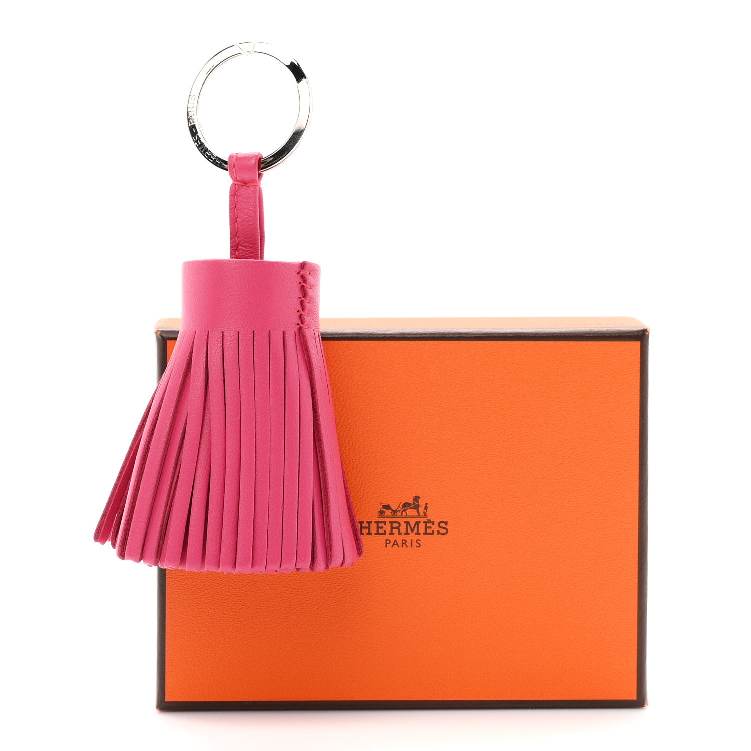 Hermes Lambskin Carmen Tassel Key Holder Rose Pourpre 4 of 4