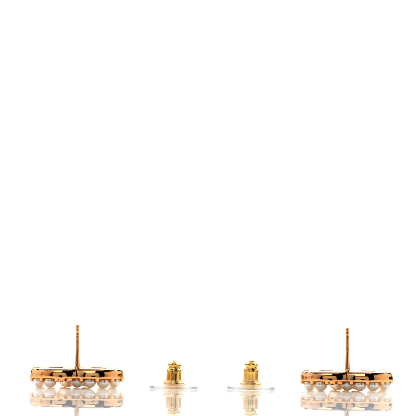 Crystal Pearl CC Drop Earrings Gold