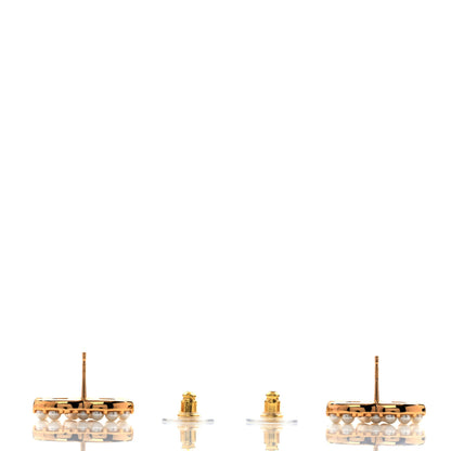 Chanel Crystal Pearl CC Drop Earrings Gold 3 of 5