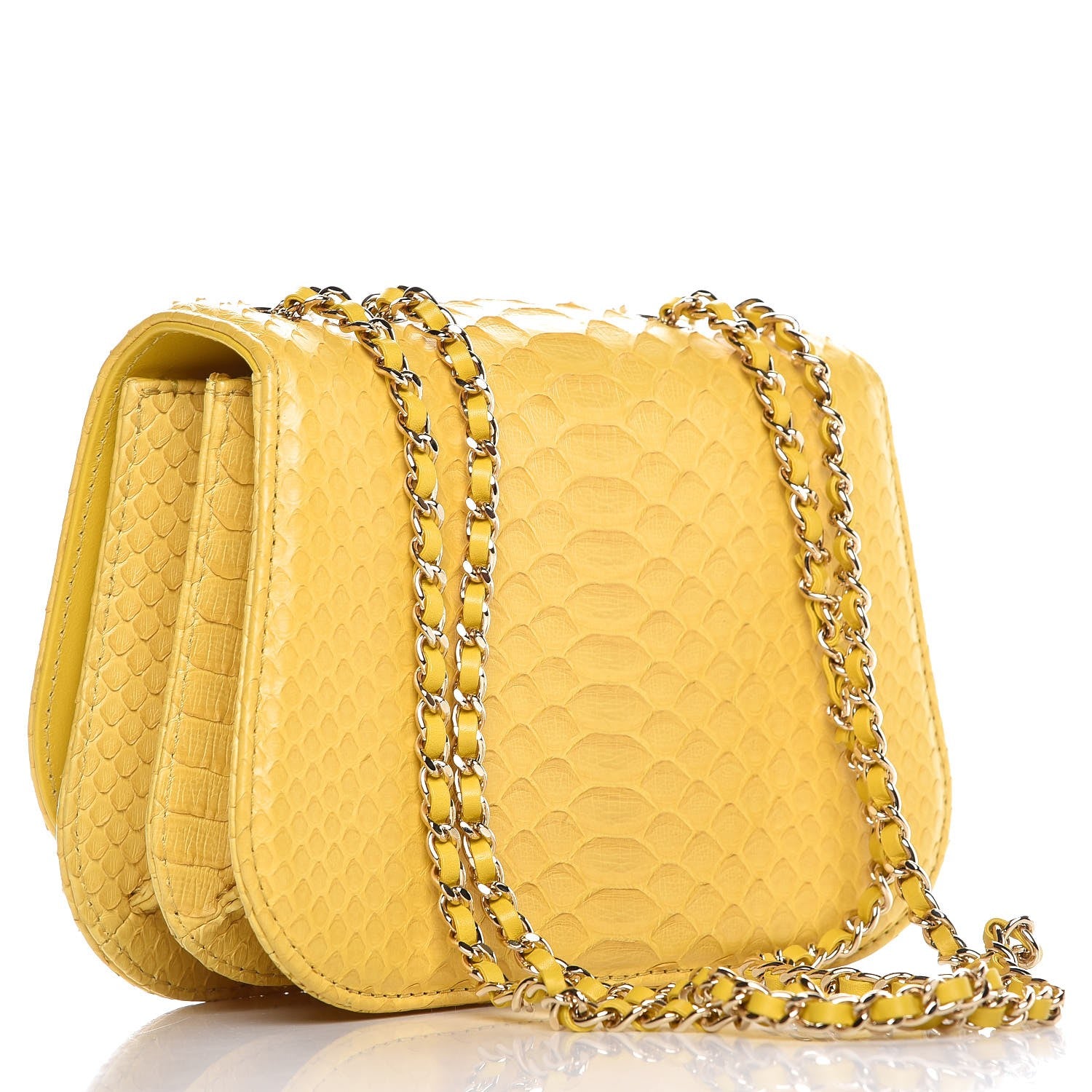 Chanel Python Small Braided Chic Flap Yellow 4 of 8