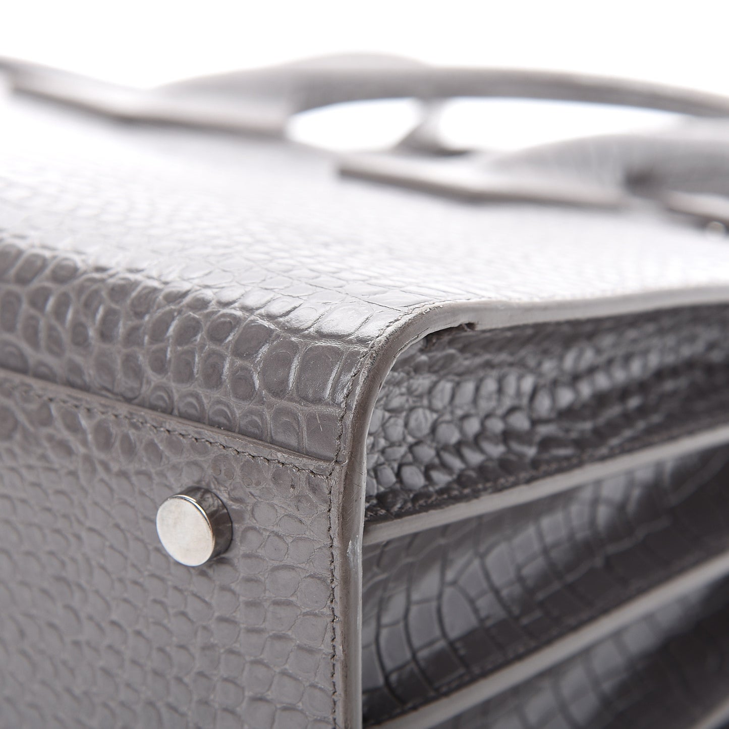 Calfskin Crocodile Embossed Small Sac De Jour Fog