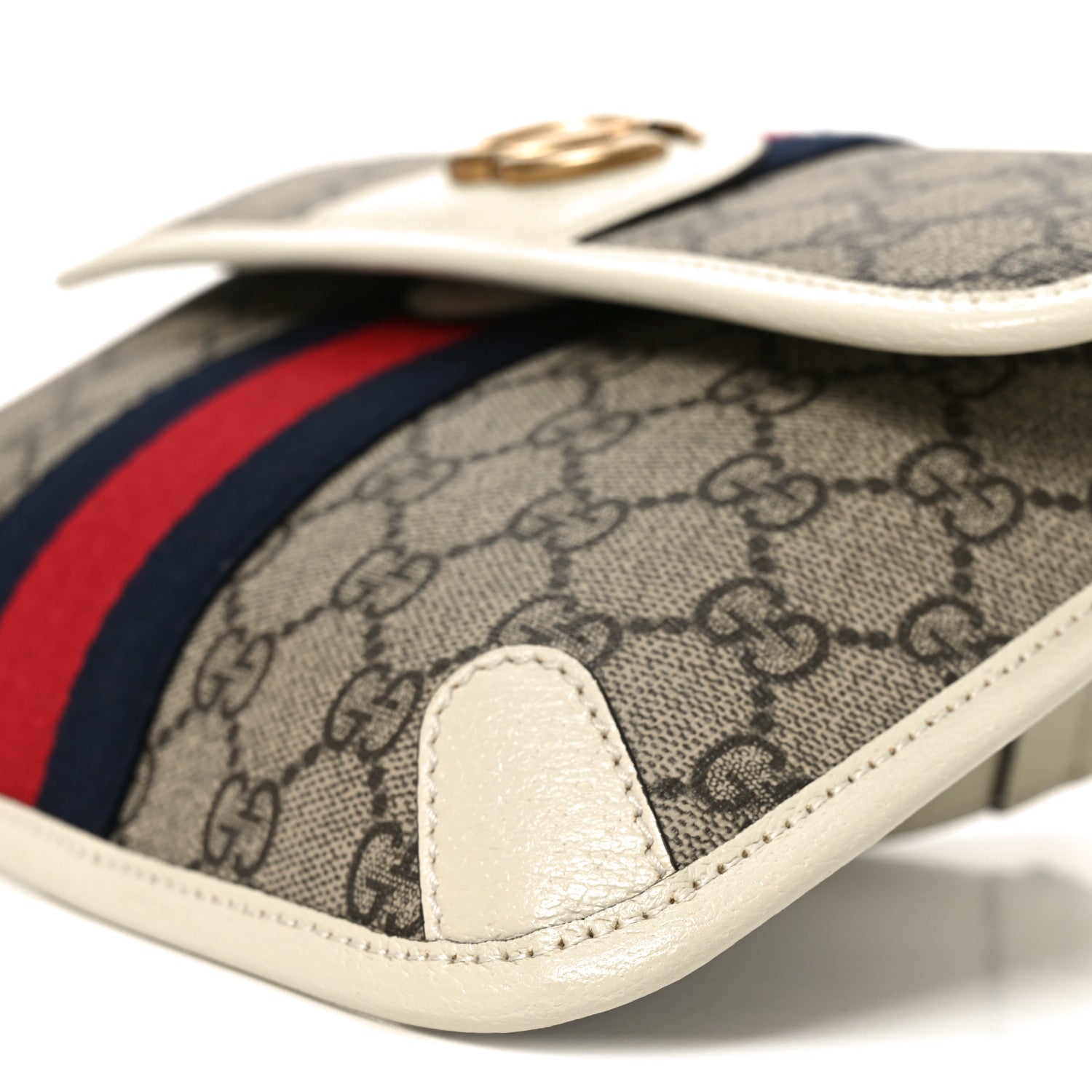 Gucci GG Supreme Monogram Web Small Ophidia Belt Bag 85 34 Beige Ebony White 8 of 9