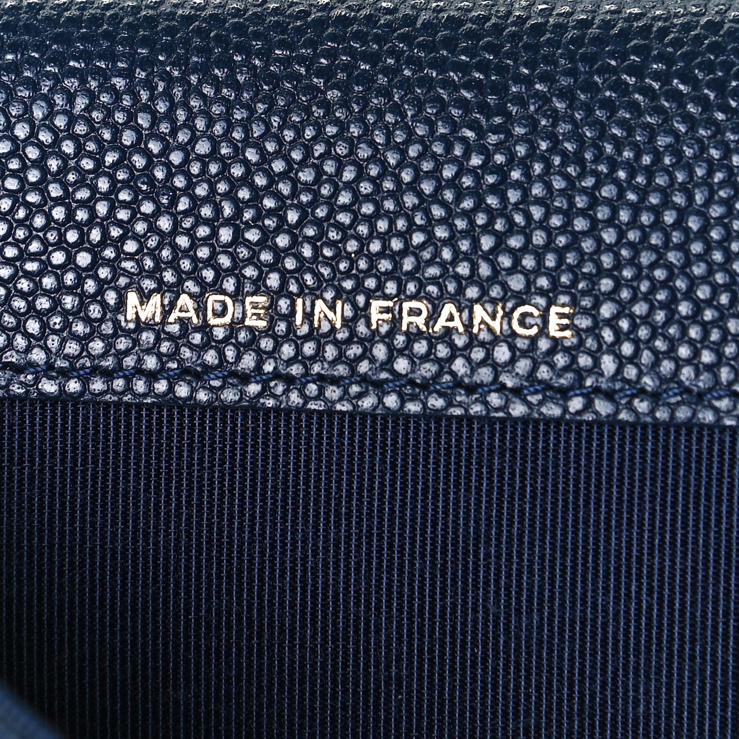 Caviar Quilted Flap Card Holder Wallet Navy Blue