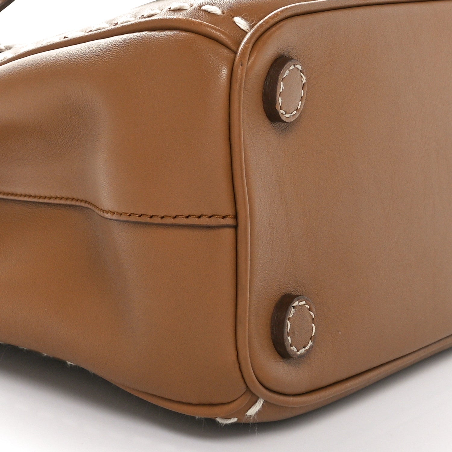 Prada City Calf Mini Hand Stitched Galleria Double Zip Tote Caramel 8 of 9