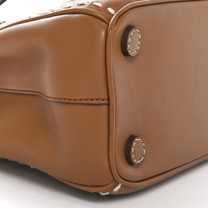 Prada City Calf Mini Hand Stitched Galleria Double Zip Tote Caramel 8 of 9