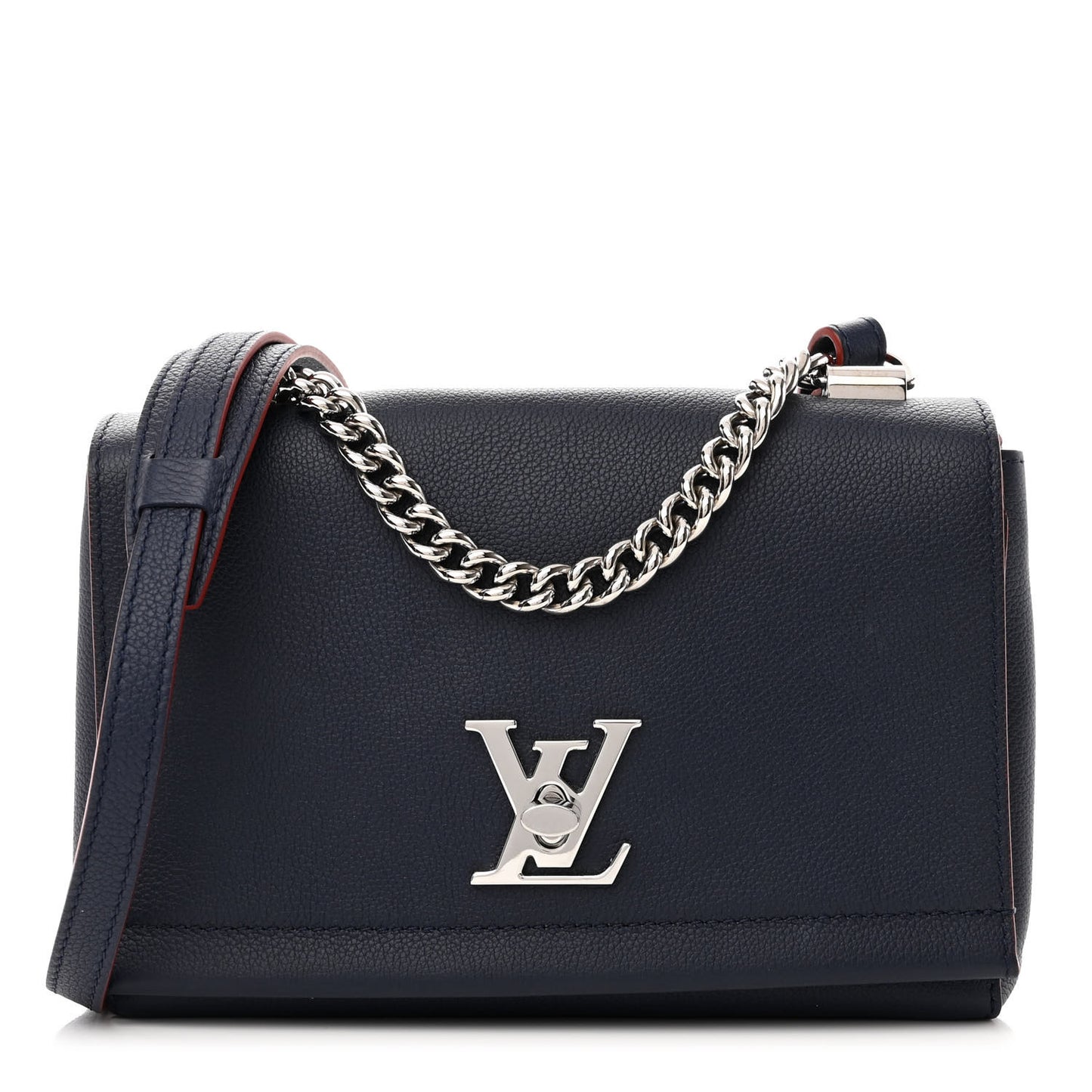 Calfskin Lockme II Chain Bag BB Marine Rouge