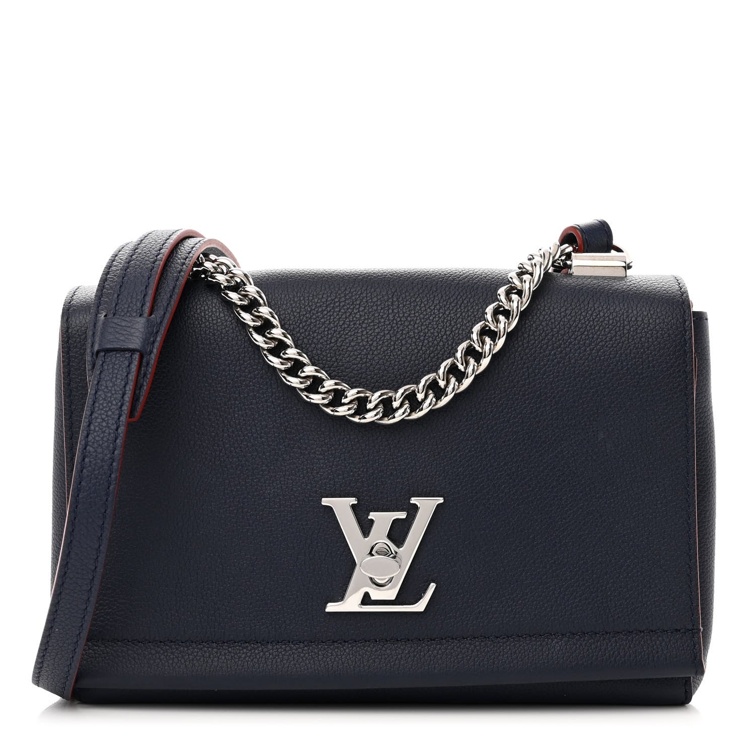 Louis Vuitton Calfskin Lockme II Chain Bag BB Marine Rouge 1 of 9