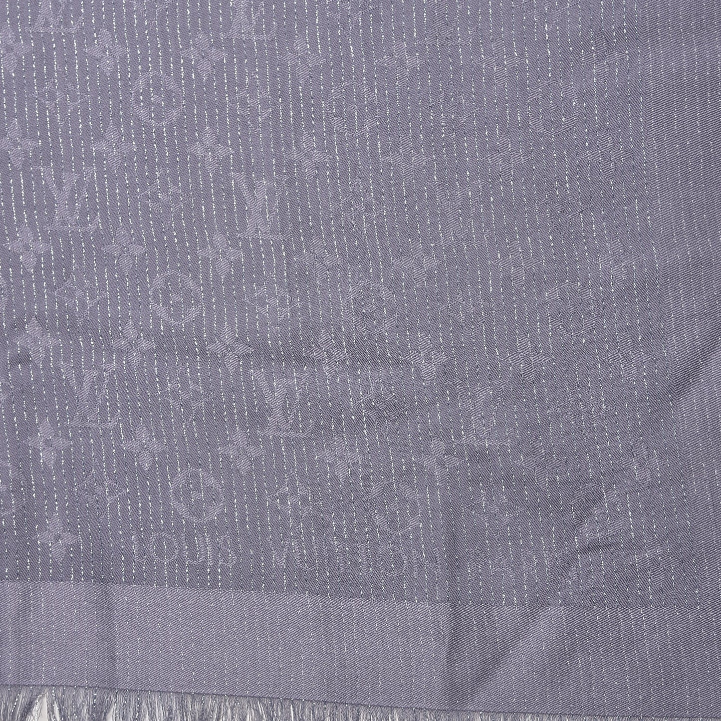 Wool Silk Monogram Glimmer Shawl Gris Blue
