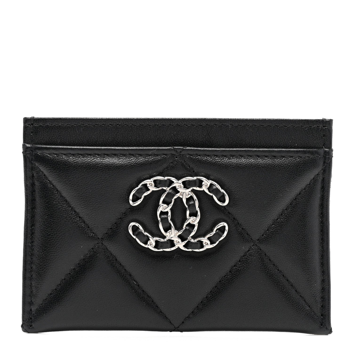 Chanel Lambskin Quilted Chanel 19 Card Holder Black 1 of 8