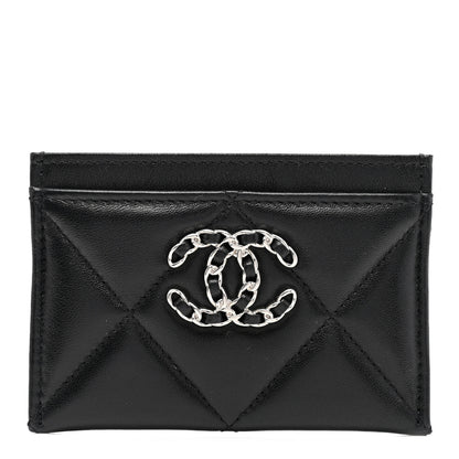 Chanel Lambskin Quilted Chanel 19 Card Holder Black 1 of 8