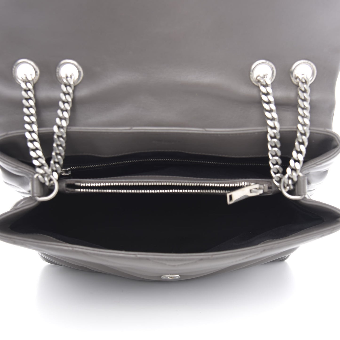 Calfskin Y Quilted Monogram Medium Loulou Chain Satchel Asphalt