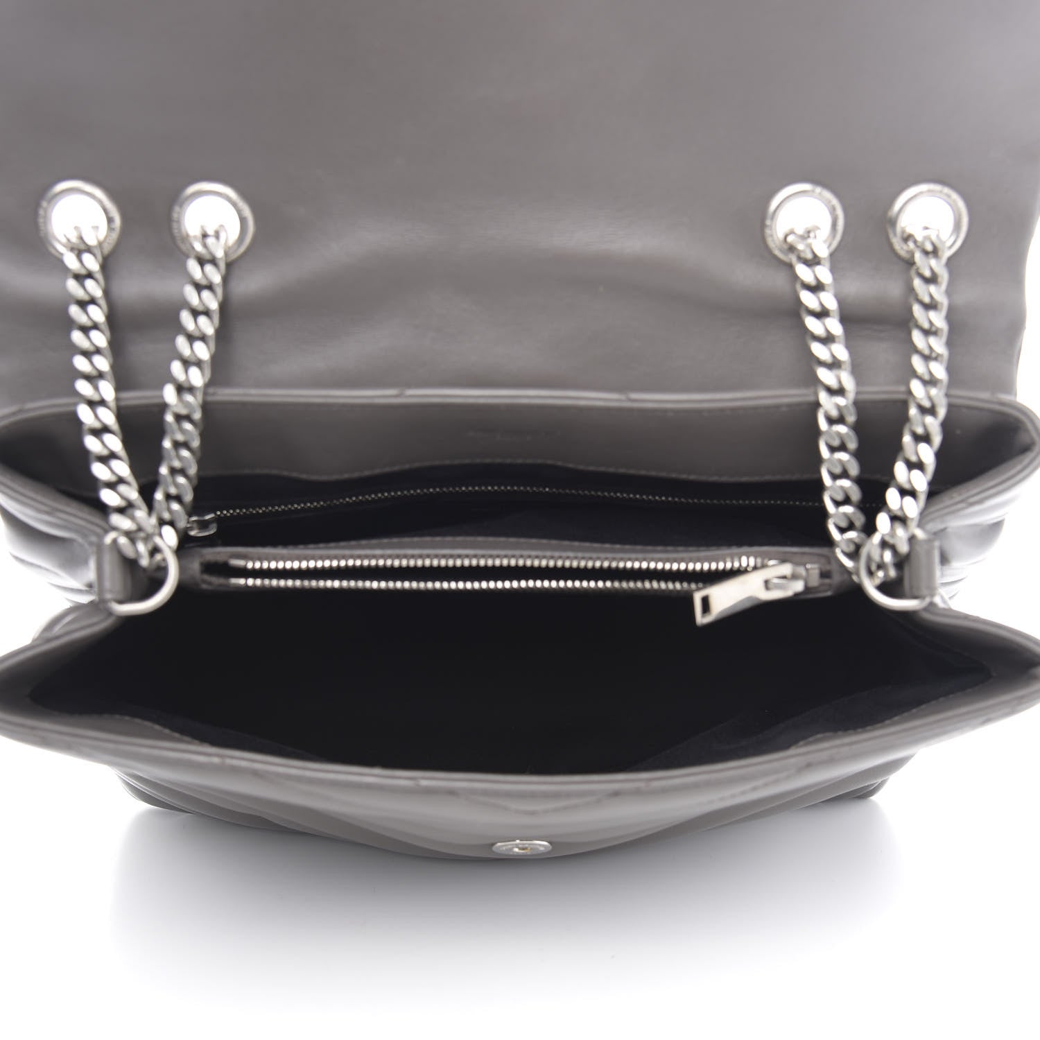 Saint Laurent Calfskin Y Quilted Monogram Medium Loulou Chain Satchel Asphalt 5 of 16