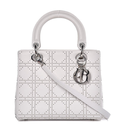 Christian Dior Lambskin Studded Cannage Medium Lady Dior White 1 of 8