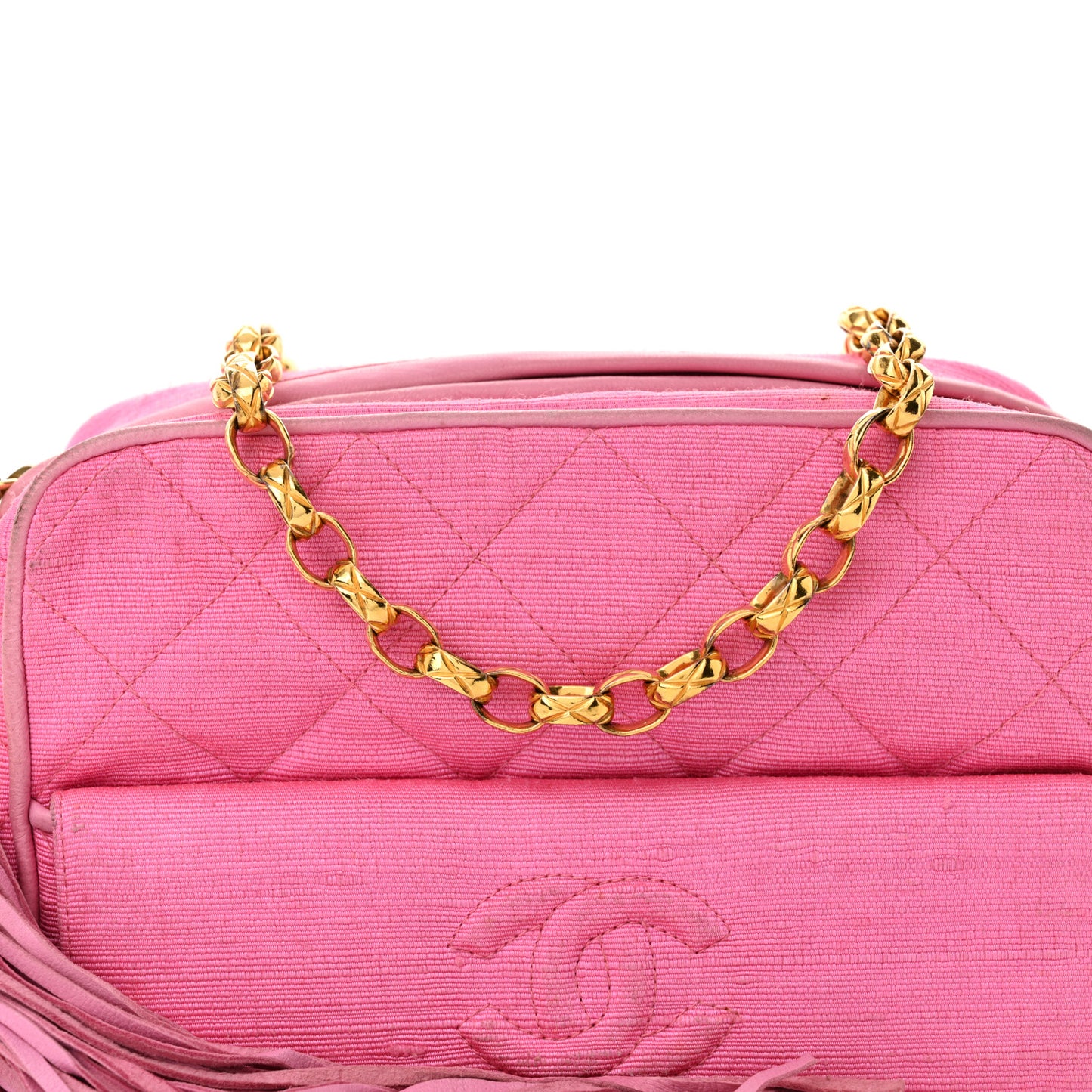 Canvas Quilted CC Tassel Camera Bag Pink