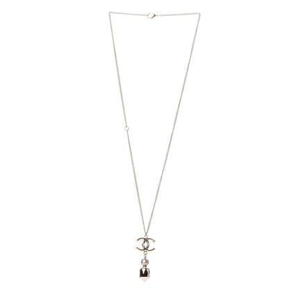 Chanel Chain CC Pearl Drop Necklace Gold 3 of 5