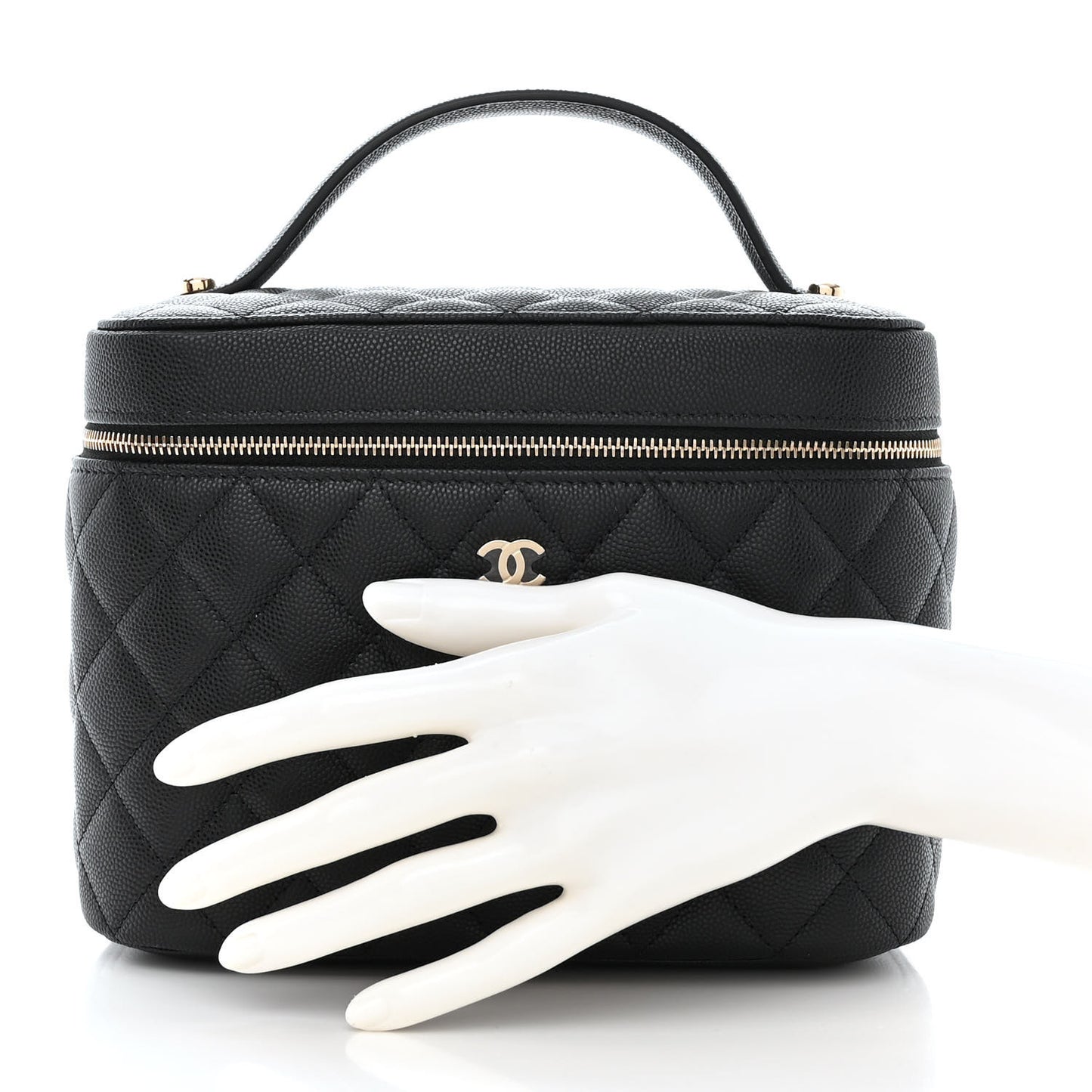 Caviar Quilted Large Vanity Pouch Black