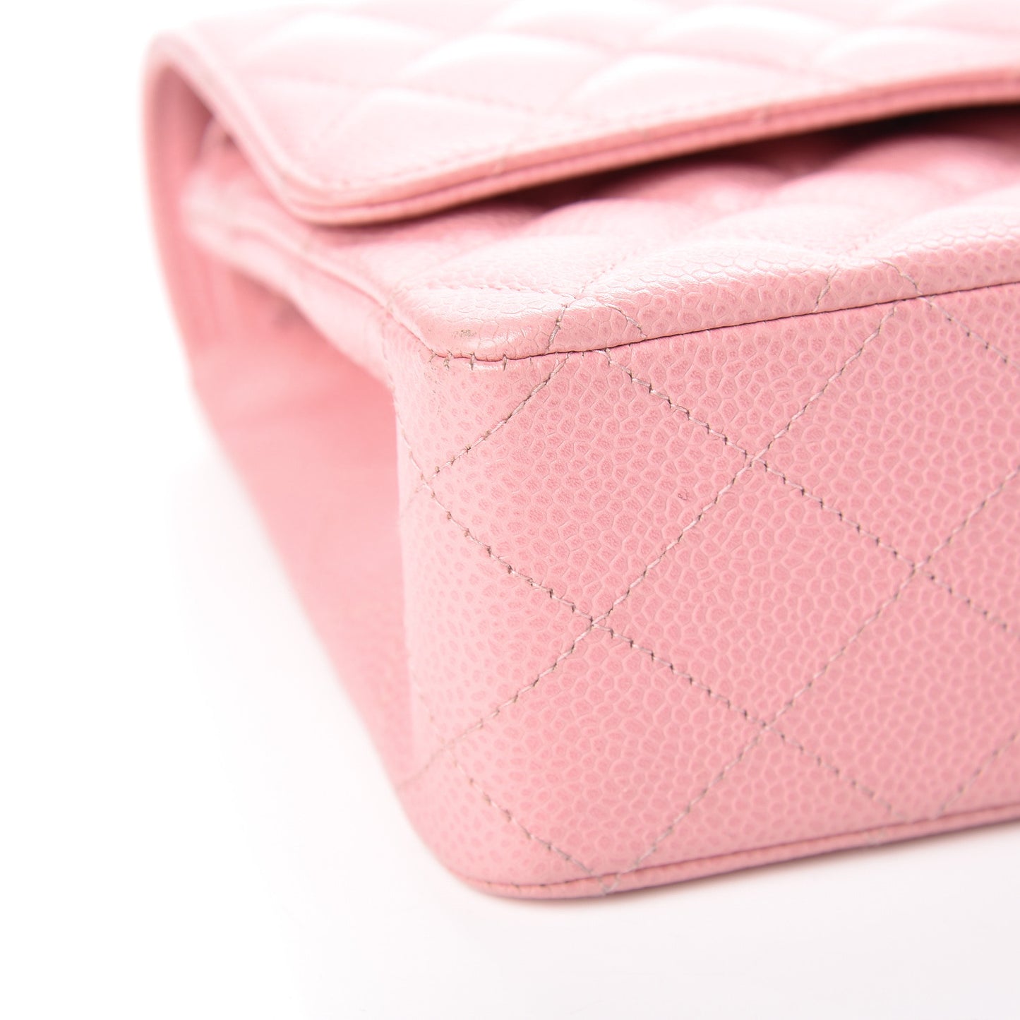 Caviar Quilted Medium Double Flap Pink