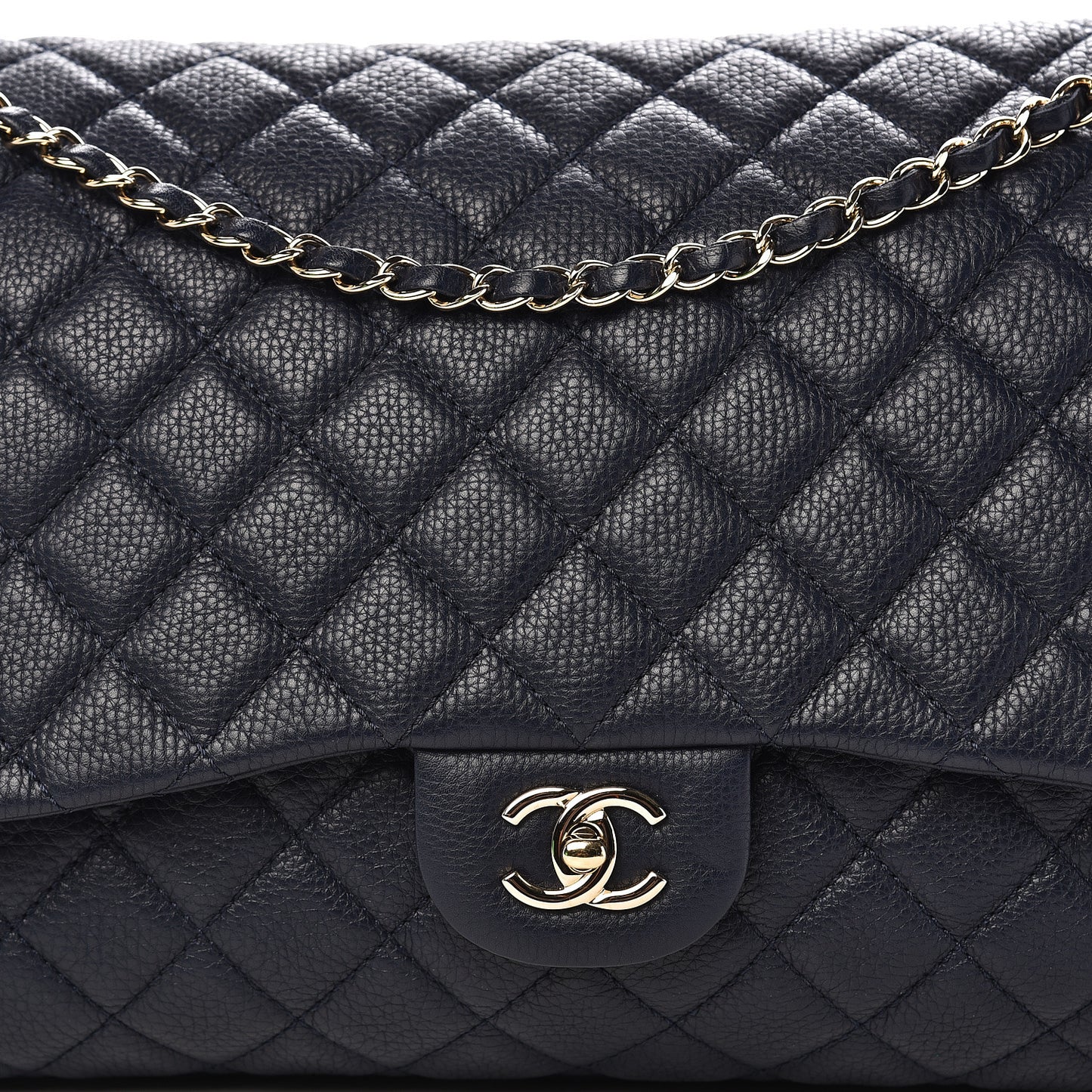 Calfskin Quilted Small XXL Travel Flap Bag Navy