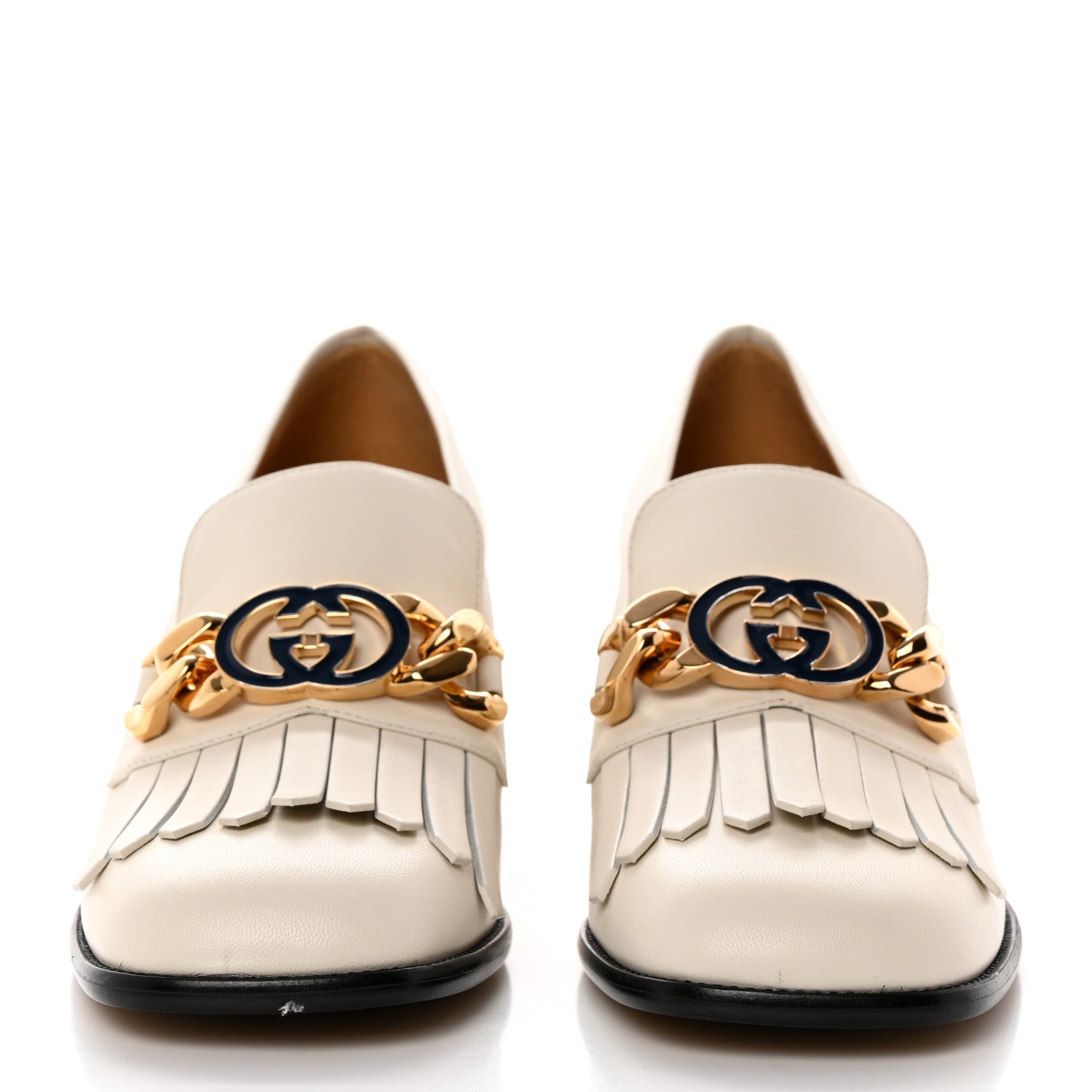 Gucci Malaga Kid Interlocking G Fringe 55mm Loafer Pumps 40 Mystic White 2 of 11