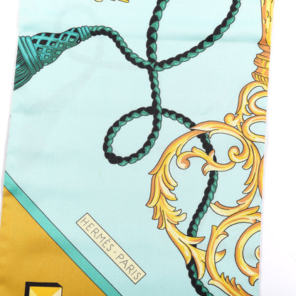 Hermes Silk Les Cles Maxi Twilly Curry Vert D'eau Marine 5 of 6