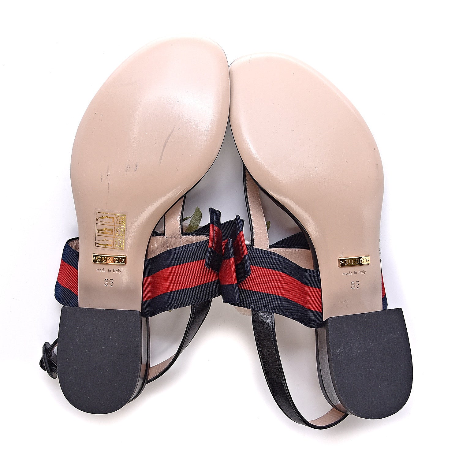 Gucci Lambskin Grosgrain Web Floral Thong Sandals 36 Blue 5 of 8