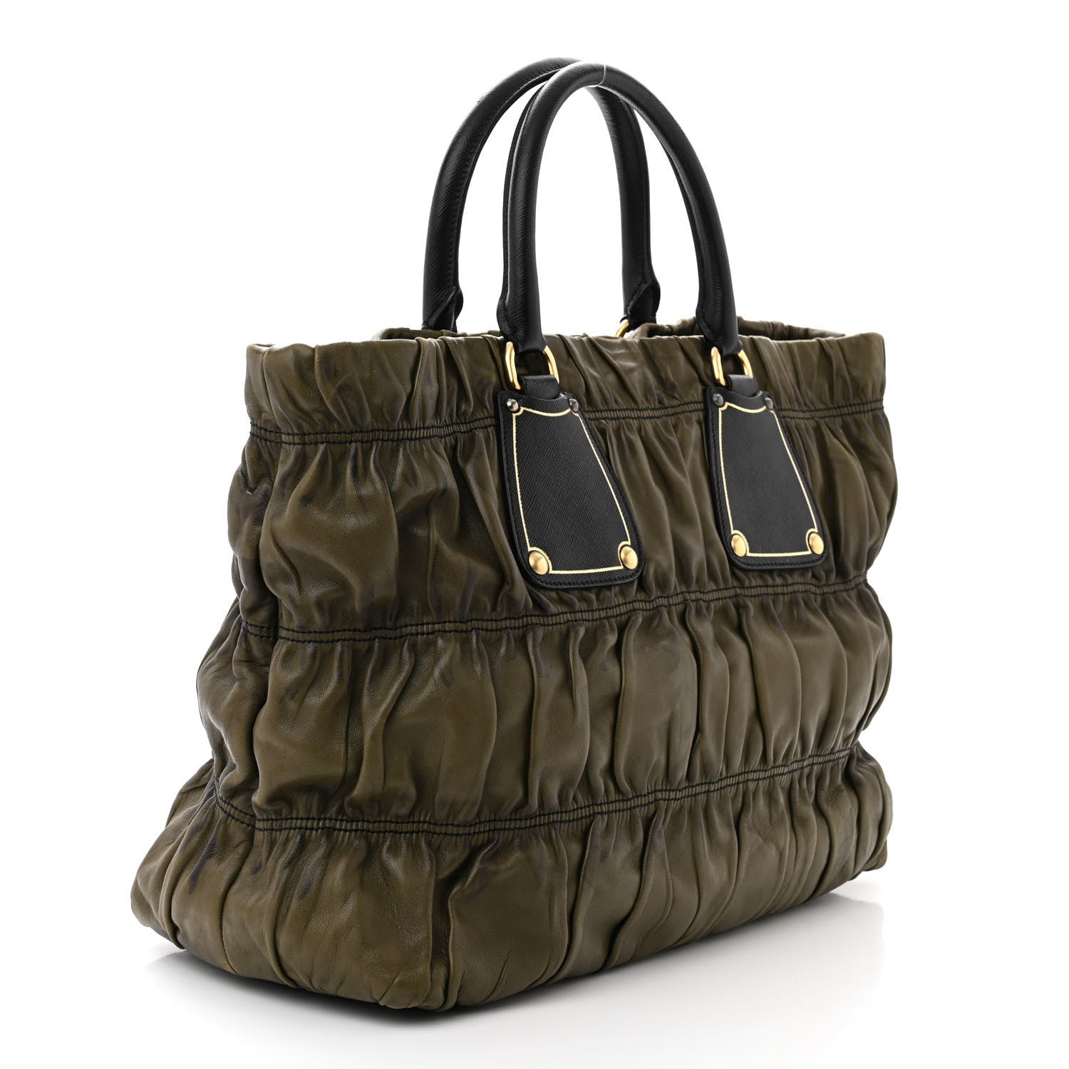 Prada Nappa Gaufre Tote Green 3 of 9