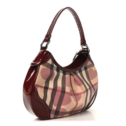 Burberry Patent Nova Check Heart Hobo Berry Red 3 of 9