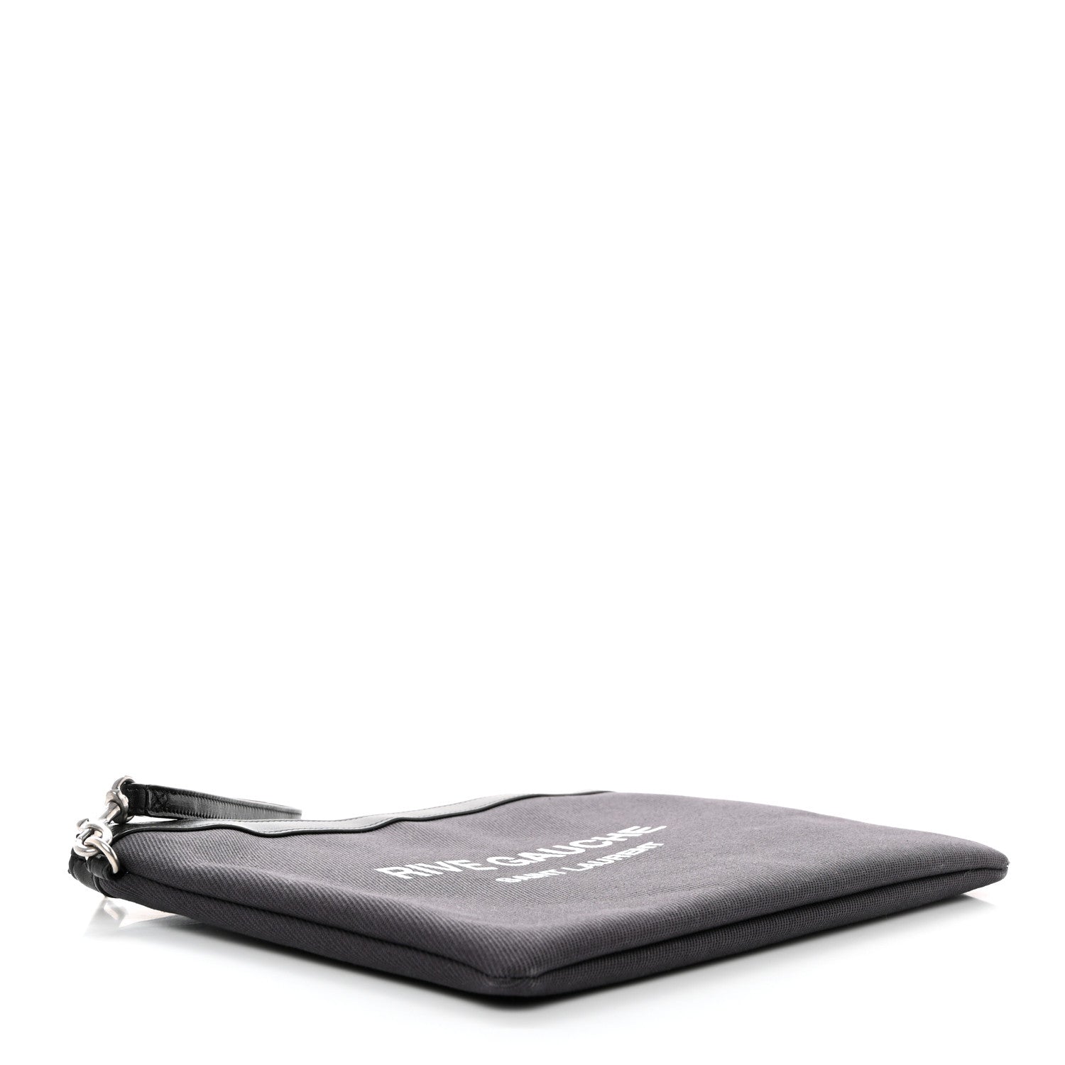 Saint Laurent Linen Canvas Rive Gauche Zipped Pouch Black 4 of 9