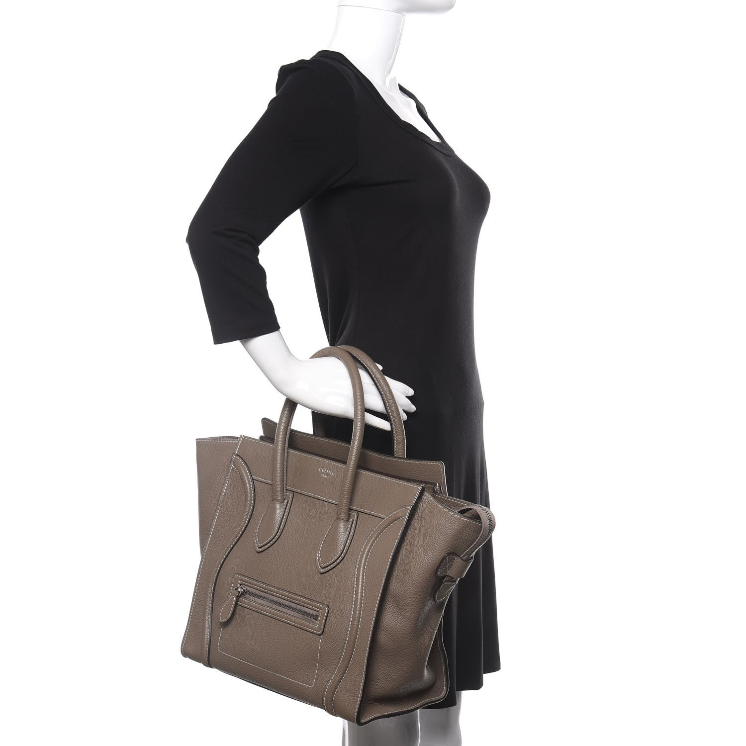 Celine Drummed Calfskin Mini Luggage Souris 2 of 9