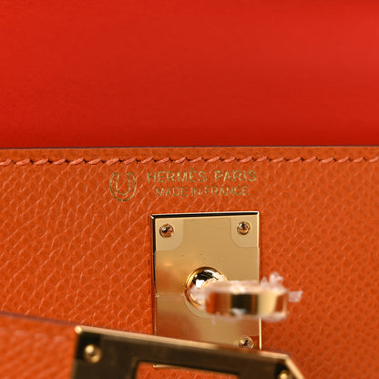 Hermes Epsom Horseshoe Mini Kelly Sellier 20 Orange Rouge Casaque 6 of 12