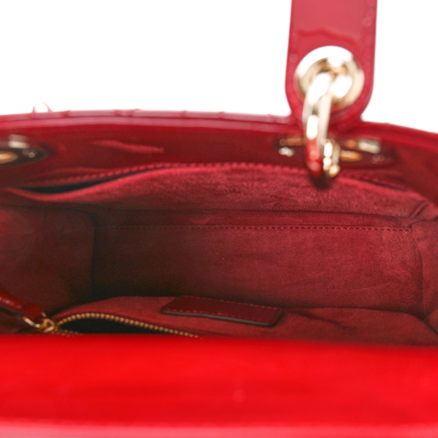Patent Cannage Small Lady Dior Cherry Red