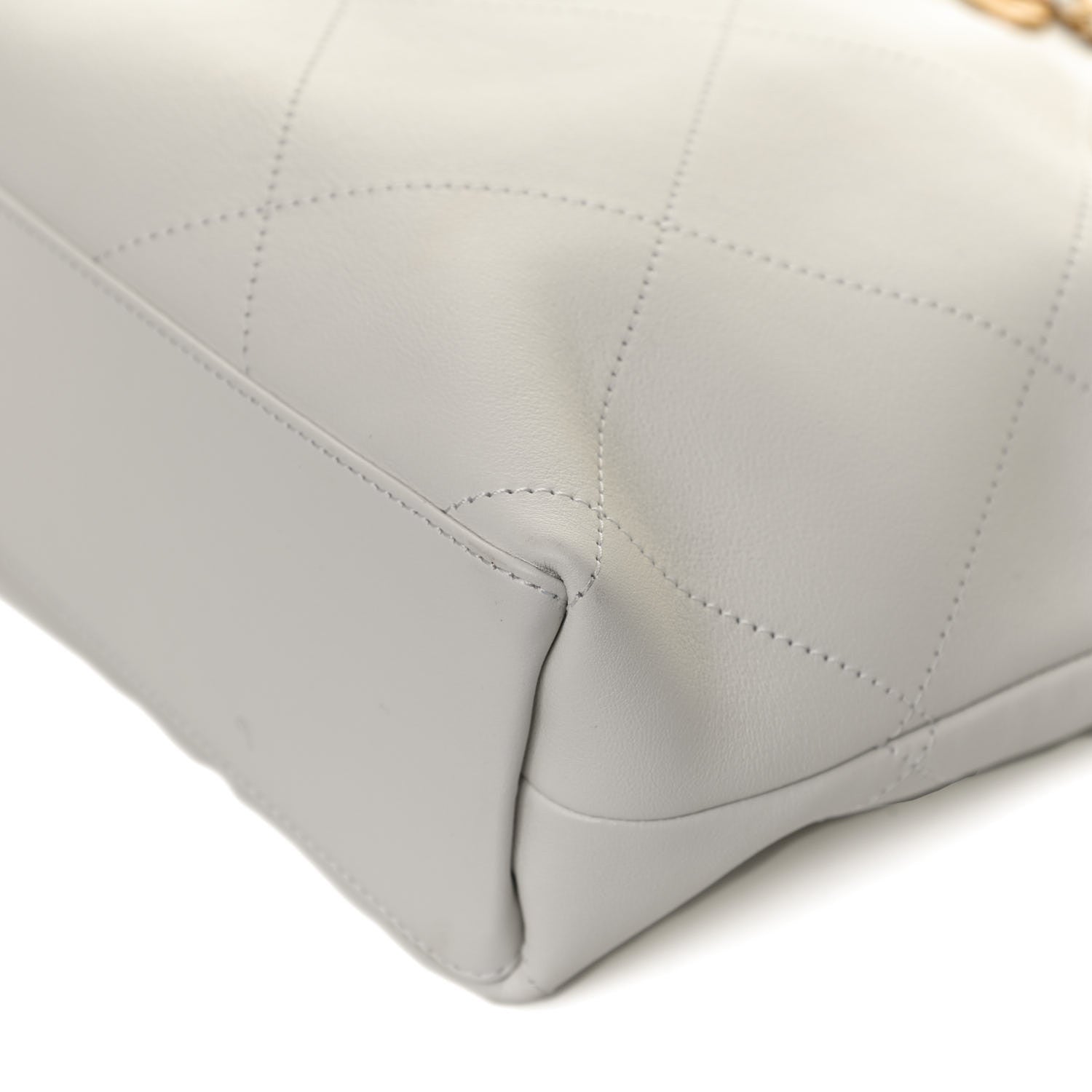 Chanel Calfskin Stitched Small Shopping Tote White 11 of 12