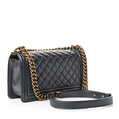 Chanel Metallic Calfskin Quilted Medium Boy Flap Grey 4 of 11
