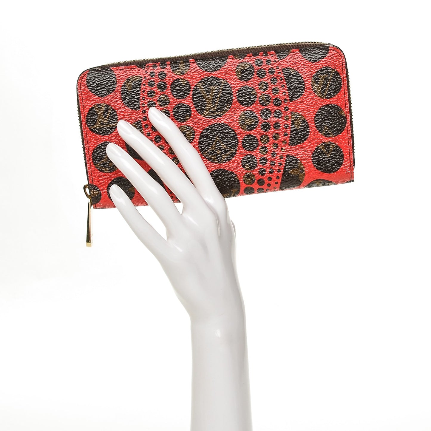 Monogram Kusama Pumpkin Dots Zippy Wallet Red