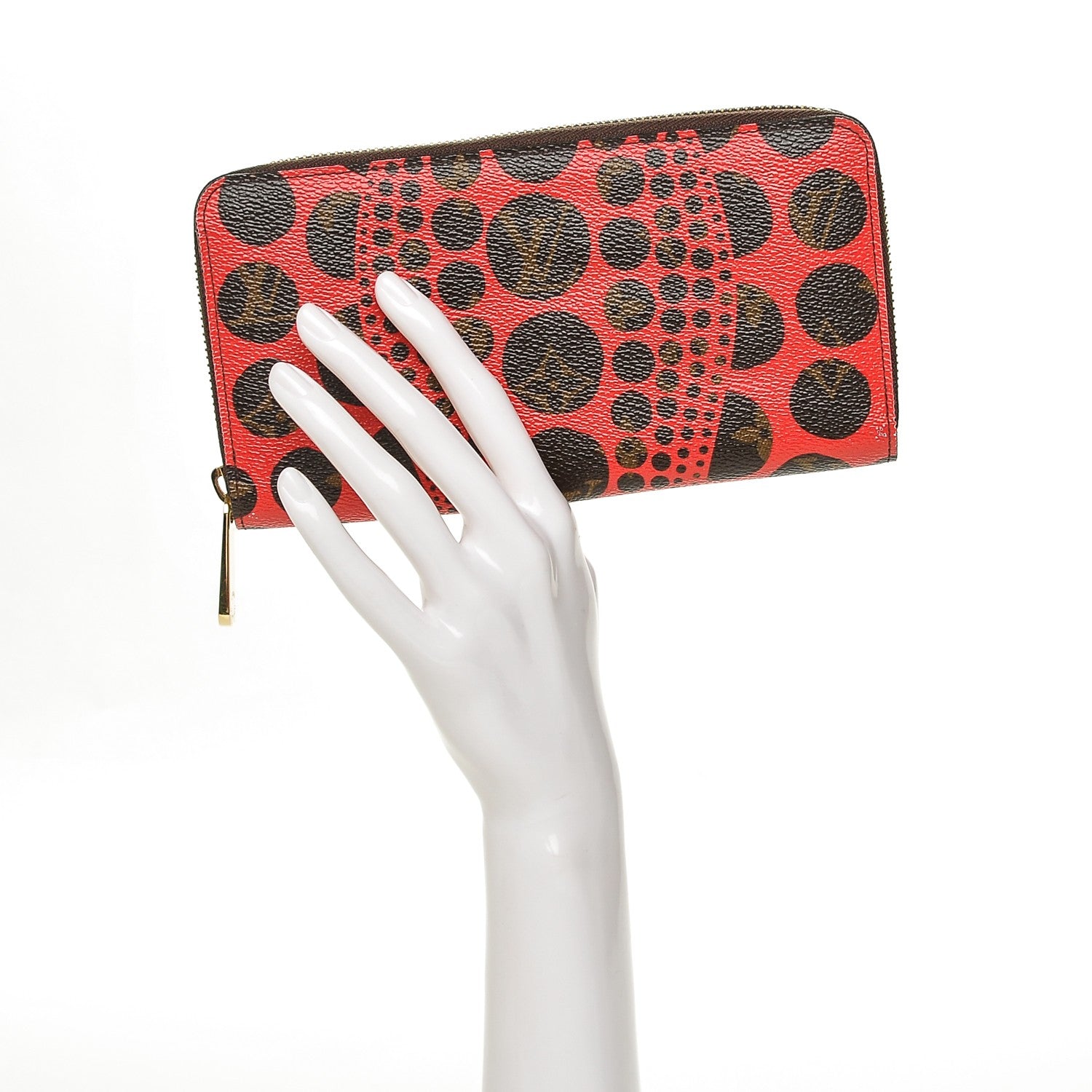 Louis Vuitton Monogram Kusama Pumpkin Dots Zippy Wallet Red 2 of 6