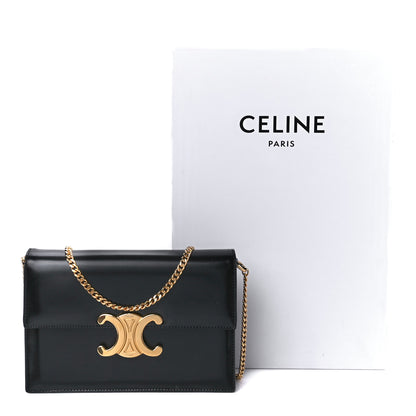 Celine Shiny Calfskin Triomphe Soir Clutch Black 10 of 10