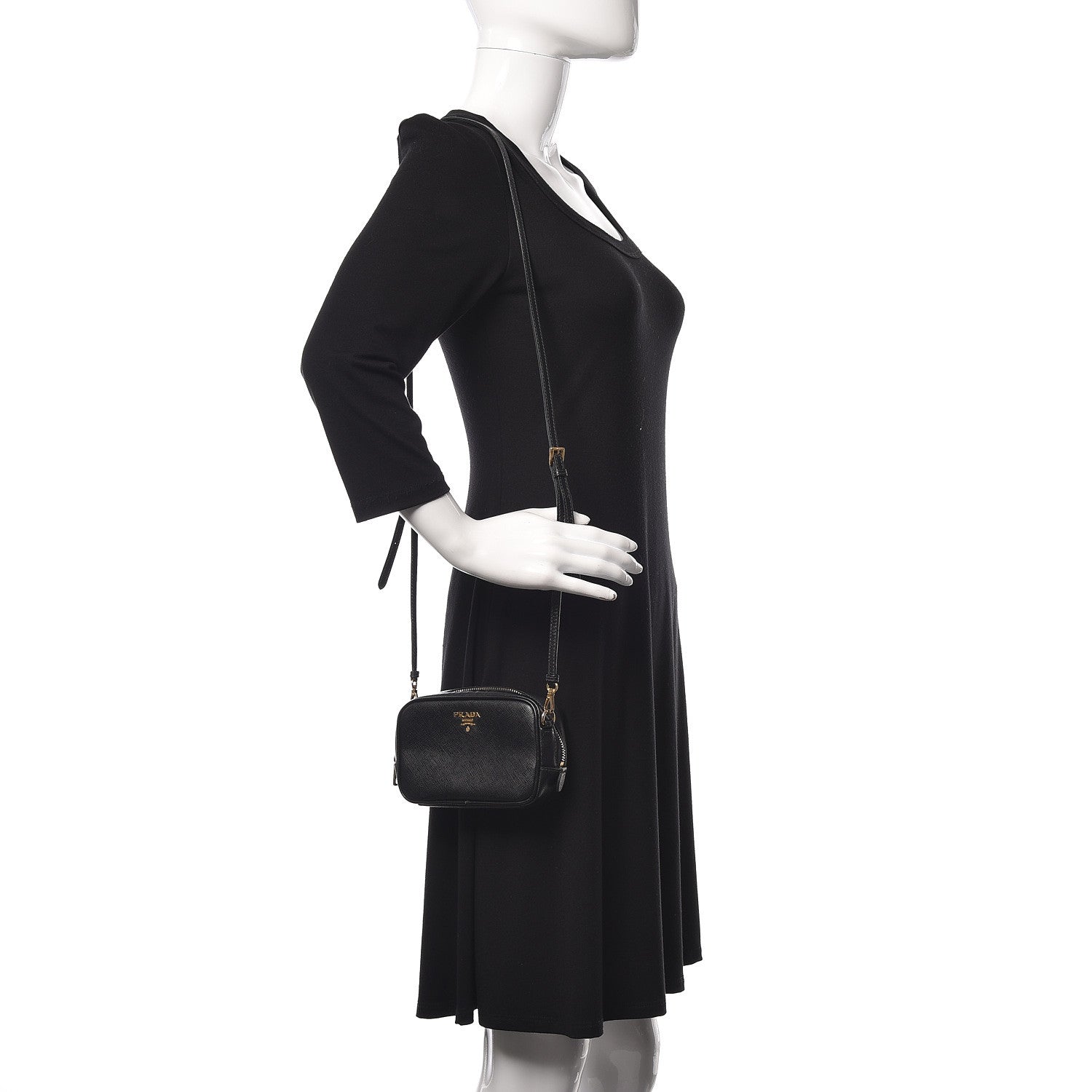 Prada Saffiano Mini Camera Crossbody Bag Black 2 of 10