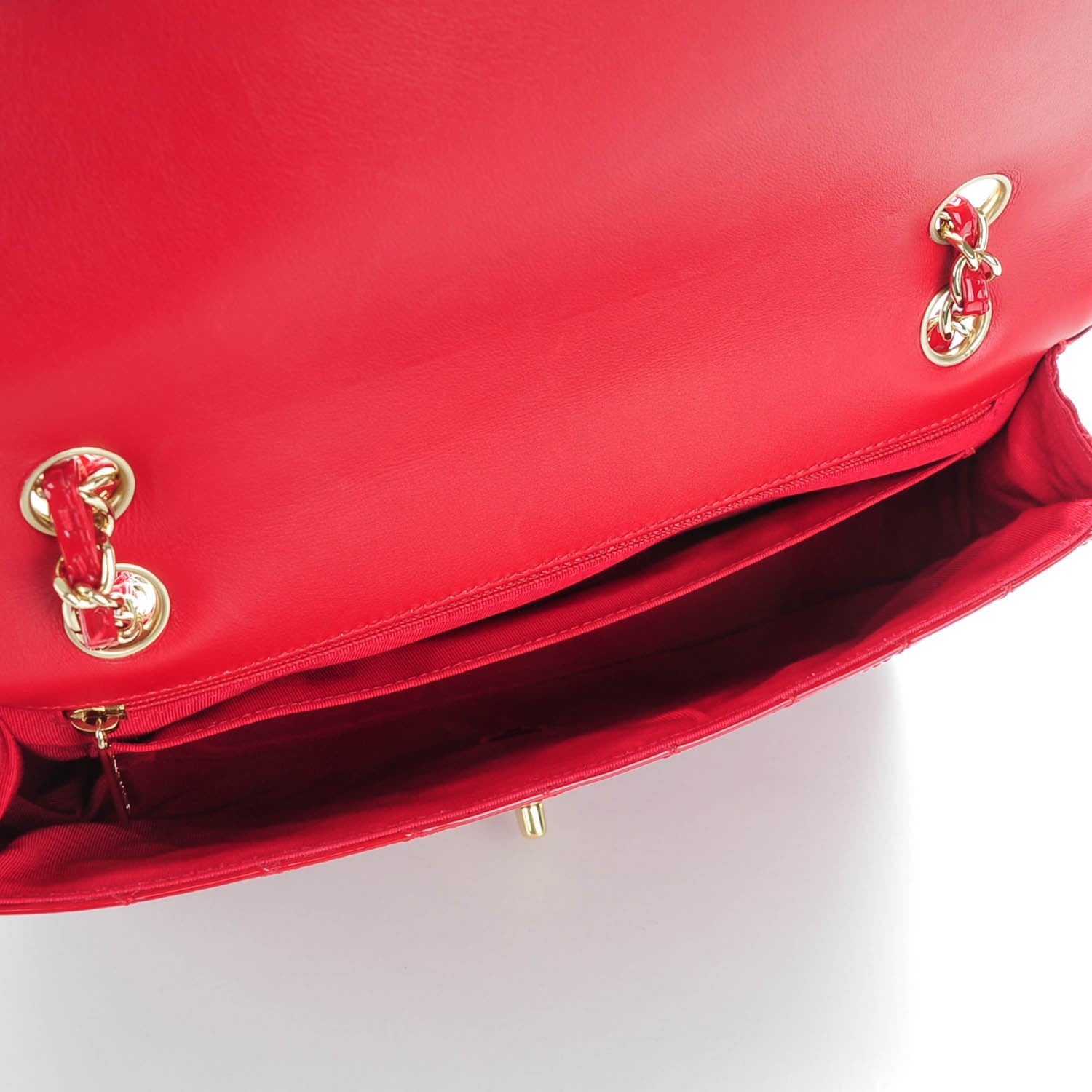 Chanel Patent Calfskin Quilted Valentine Charms Medium Single Flap Red 5 of 8