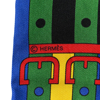 Hermes Silk Rocabar Twilly Bleu Royal Jaune Vert 4 of 5