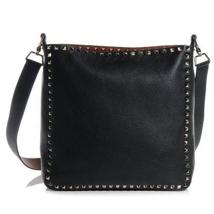 Valentino Garavani Calfskin Leather Rockstud Reversible Messenger Black 1 of 6