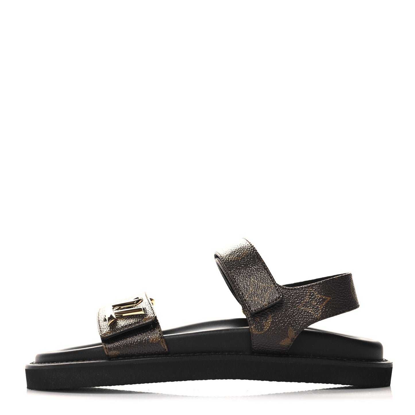 Monogram LV Sunset Comfort Flat Sandals 38 Cacao Brown