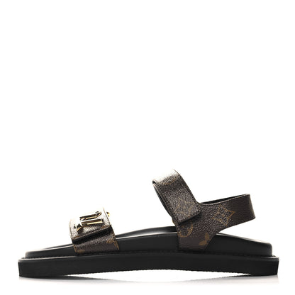 Louis Vuitton Monogram LV Sunset Comfort Flat Sandals 38 Cacao Brown 1 of 9
