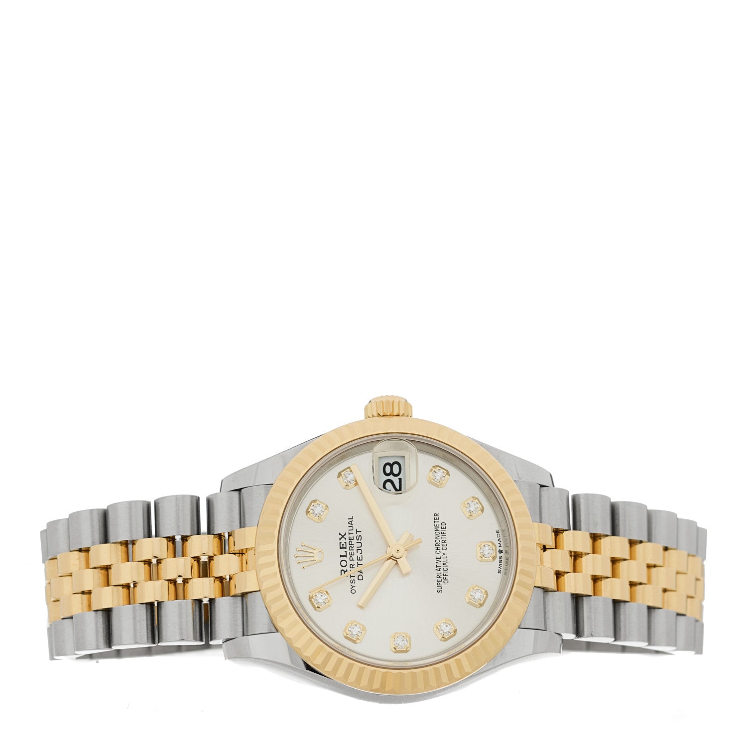 Rolex Stainless Steel 18K Yellow Gold Diamond 31mm Oyster Perpetual Datejust Watch Silver 278273 2 of 5