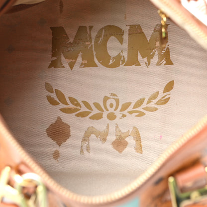 MCM Visetos Striped Boston Satchel Cognac 5 of 8