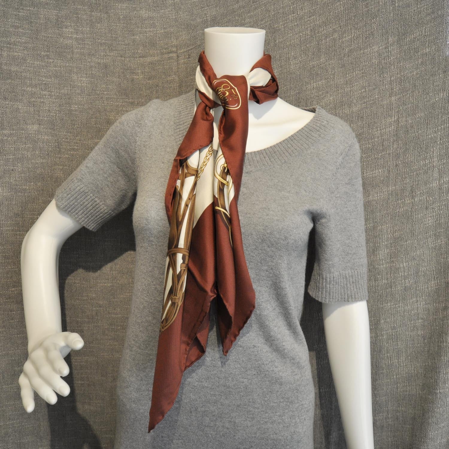 Gucci Silk Briglie Square Scarf Burgundy 6 of 6